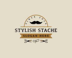 Moustache - Grooming Scissors Moustache logo design