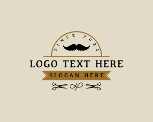 Man - Grooming Scissors Moustache logo design