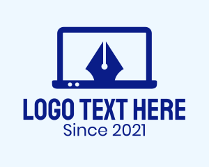 Writer - Laptop Pen Nib logo design