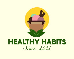 Healthy Ice Cream Sundae logo design