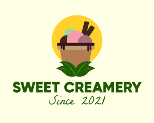 Healthy Ice Cream Sundae logo design