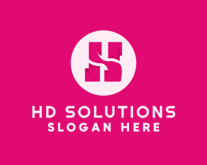 Pink Letter H logo design