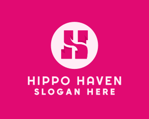 Pink Letter H logo design