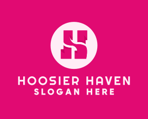 Pink Letter H logo design