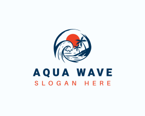 Beach Ocean Wave logo design