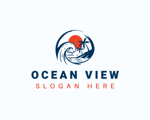 Beach Ocean Wave logo design