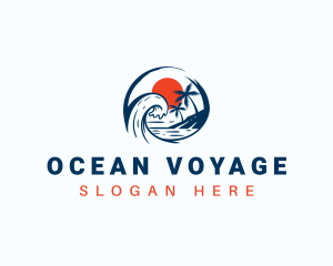 Beach Ocean Wave logo design