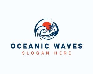 Beach Ocean Wave logo design