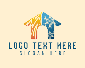 Snow - Heating and Cooling House logo design