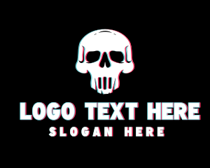 Gray - Skull Anaglyph Gaming logo design