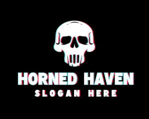 Skull Anaglyph Gaming logo design