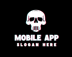 Skull Anaglyph Gaming logo design