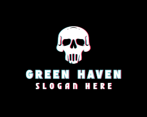 Skull Anaglyph Gaming logo design