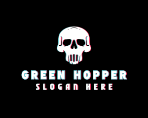 Skull Anaglyph Gaming logo design