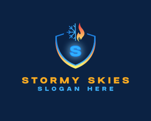 Snowflake Fire Shield logo design