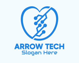 Blue Tech Heart logo design