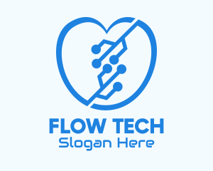 Blue Tech Heart logo design