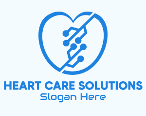 Blue Tech Heart logo design