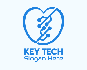 Blue Tech Heart logo design