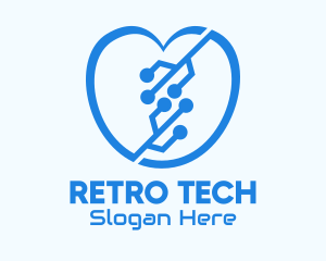 Blue Tech Heart logo design