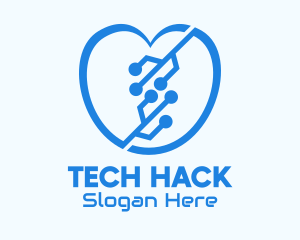 Blue Tech Heart logo design