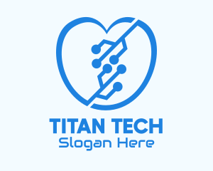 Blue Tech Heart logo design