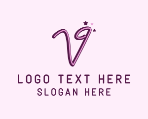 Pink Star - Star Letter V logo design