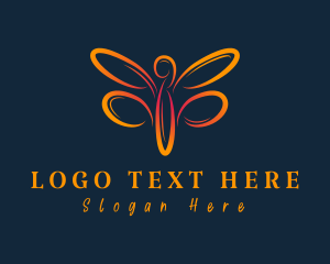 Butterfly - Orange Dragonfly Insect logo design
