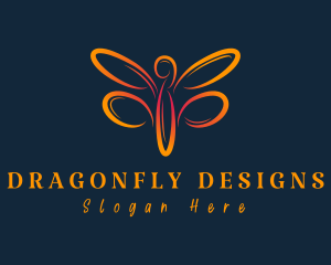 Orange Dragonfly Insect logo design