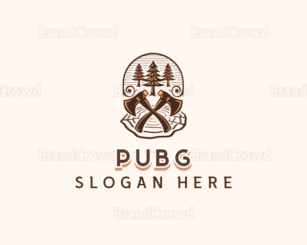 Logging Lumberjack Axe Logo