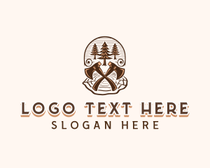 Retro - Logging Lumberjack Axe logo design