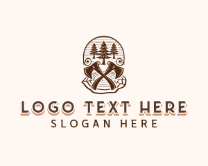 Logging Lumberjack Axe Logo