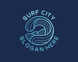 Ocean Waves Surfer logo design