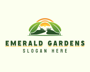 Garden Lawn Mower Landscaper logo design