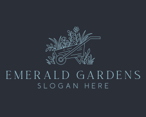 Wheelbarrow Flower Gardening logo design