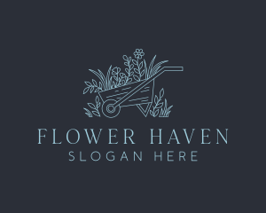 Wheelbarrow Flower Gardening logo design