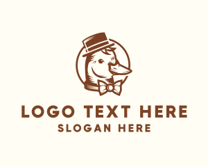 Fedora Hat - Gentleman Duck Bowtie logo design