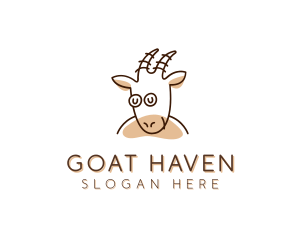 Goat - Smiling Farm Goat logo design