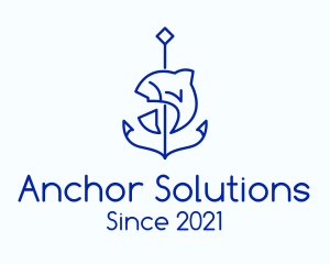 Minimalist Fish Anchor logo design