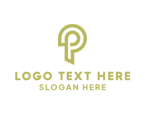 Ec - Green Digital Letter P logo design