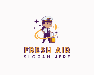 Female Aircraft Pilot Mascot logo design