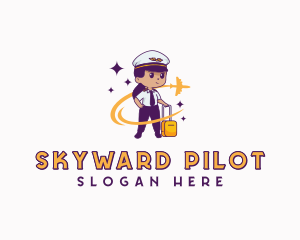 Female Aircraft Pilot Mascot logo design