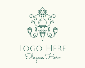 Power - Minimalist Elegant Chandelier logo design