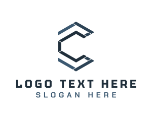 Gold Hexagon - Mechanical C Outline logo design