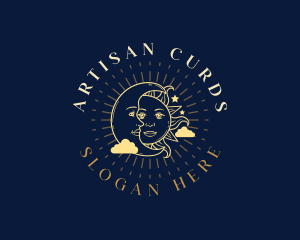 Mystic Sun Moon Face logo design