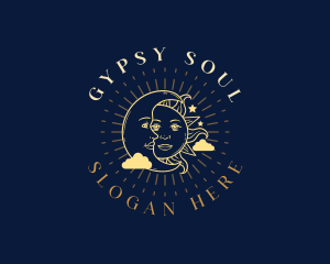 Gypsy - Mystic Sun Moon Face logo design