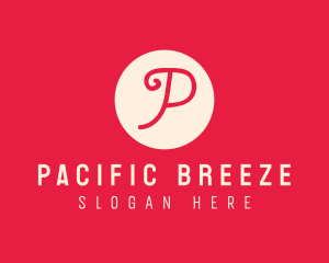 Pink Handwritten Letter P logo design