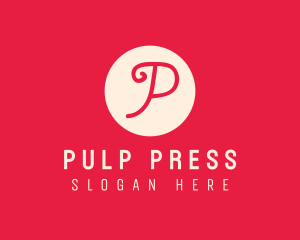 Pink Handwritten Letter P logo design