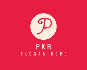 Pink Handwritten Letter P logo design