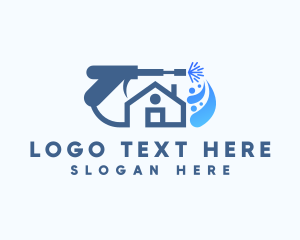 House - House Cleaning Washer logo design